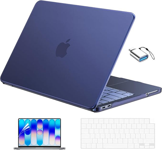 EooCoo for MacBook Neo Case 13 inch 2026 Model A3404 with A18 Pro Chip, Scratch Resistant Protective Hard Shell Case & Keyboard Cover & Screen Film & Type C, Soft Matte Indigo