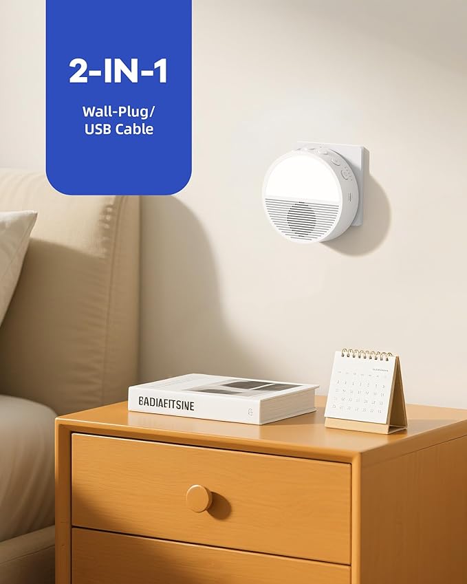 Sunset Scene White Noise Sound Machine, Wall Plug in White Noise Machine for Office Privacy & Noise Canceling, Portable Sound Machine with Light for Bedroom, Office, Clinic, Corridor, 3 Pack