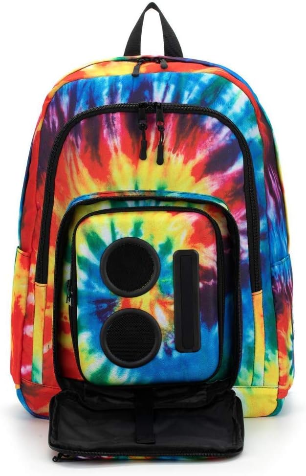 Super Real Business Bluetooth Speaker Backpack with 20-Watt Speakers & Subwoofer for Parties/Festivals/Beach. Rechargeable, Works with iPhone & Android (Tie Dye)