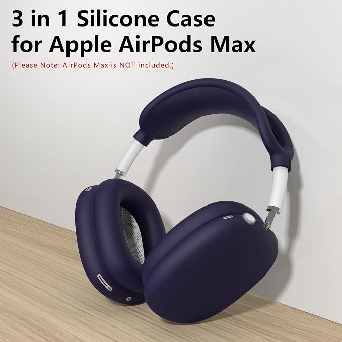 Silicone Case Cover for AirPods Max Headphones, Ear Pad Case Cover/Ear Cups Cover/Headband Cover for AirPods Max 2/1 (2026/2024/2020)(USB-C/Lightning), Accessories for Apple AirPods Max 2, Dark Purple