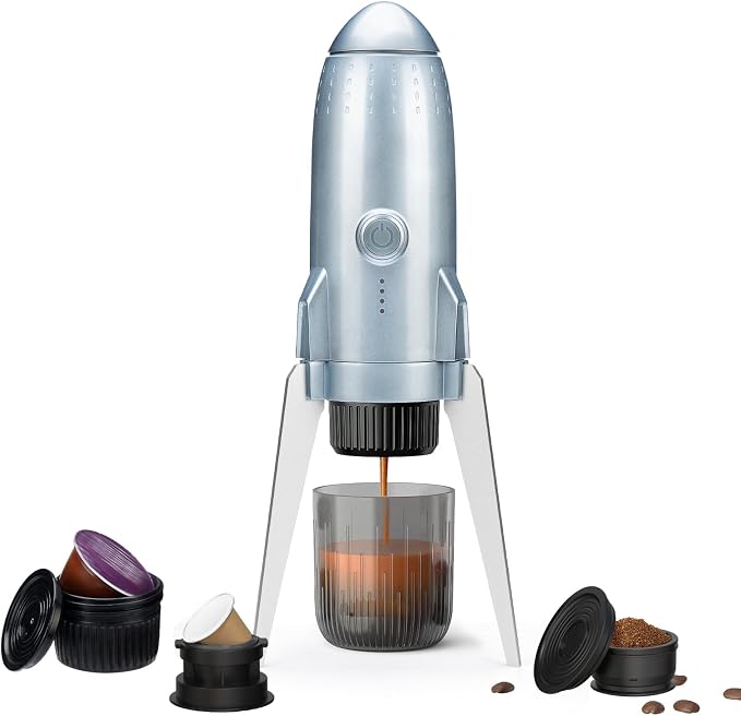 3 in 1 Portable Espresso Machine On the Go, Electric Espresso Maker Self-Heating,Mini backpacking Coffee Maker Compatible With NESPRESSO Pod,DolceGusto Pod and Ground Coffee For Travel