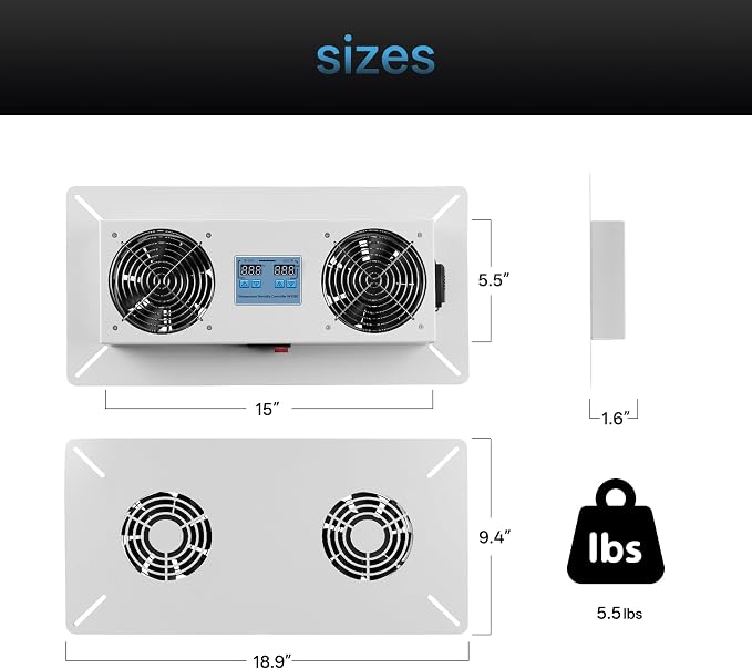 240 CFM Crawlspace Vent Fan, With Thermostat,Humidistat, For Moisture Reduction, Radon Mitigation, Freeze Protection, Ideal for Basement, Attic, Crawl Space Fan Vent(Air Out) 3-year warranty