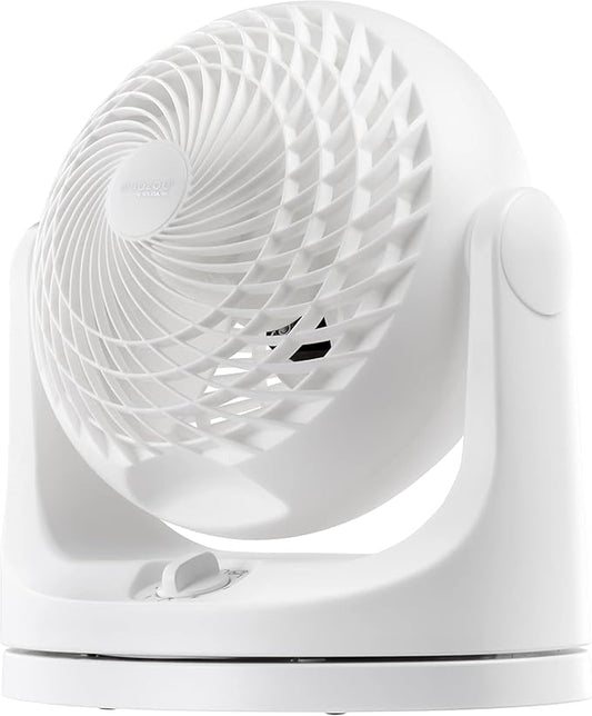 IRIS USA WOOZOO Desk Fan, Oscillating Air Circulator, 3 Speeds, 36ft Max Air Distance, 244ft² Coverage, 112° Adjustable Vertical Tilt, 29db Quiet Motor, Small Fan for Bedroom, Office, Dorm, White