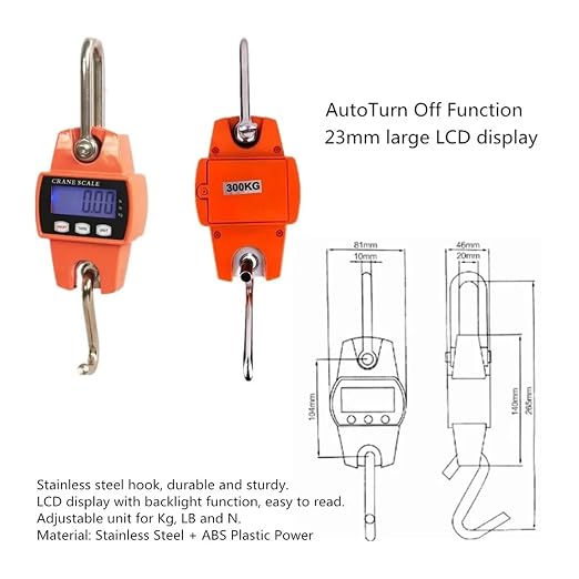 Hanging Scale, 300kg/50G Crane Scales Hook Scale Home Electronic Balance Industrial Loop Weight Heavy Duty Digital Hanging Kitchen Tool for Gym,Hunting,Travelling(Orange)