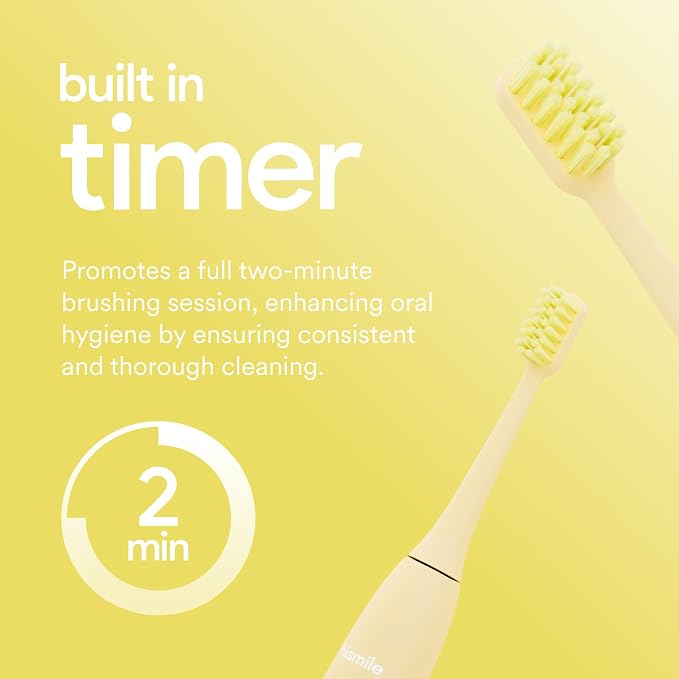 HISMILE Electric Toothbrush, 3 Brushing Modes, Smart Timer, Rechargeable Electric Tooth Brush for Adults and Children, Soft-Tapered Bristles, Mode Memory (Yellow)