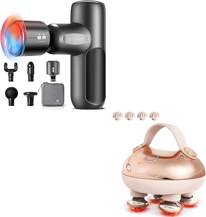arboleaf Heat and Cool Massage Gun with Heated Scalp Massager Bundle
