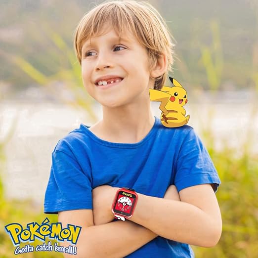 Accutime Pokemon Pokeball Touchscreen Kids Smart Watch - Red Interactive Educational Toy Watch with Camera, Alarm, Calculator for Boys & Girls - POK4230AZ