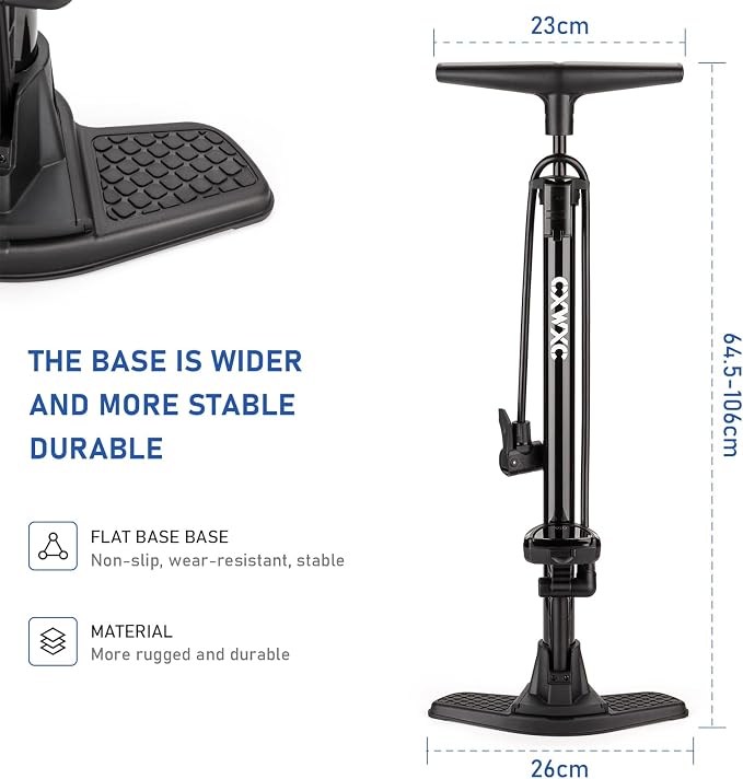 CXWXC Bike Floor Pump with Digital Gauge – 140 PSI Bicycle Tire Pump fits Presta & Schrader Valve – Portable Bike Air Pump with Large Display for Easy to Read