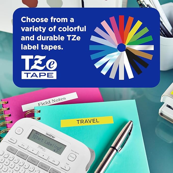 Brother P-Touch PTD220 Portable Label Maker Bundle for Home & Office Organization with Carry Case and TZe-231 Black on White Laminated Tape (2-Pack)