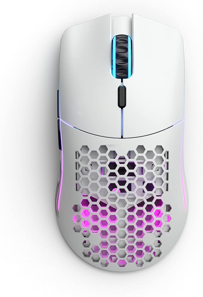 GLORIOUS Model O Wireless Gaming Mouse - Superlight, 69g Honeycomb Design, RGB, Ambidextrous, Lag Free 2.4GHz Wireless, Up to 71 Hours Battery - Matte White
