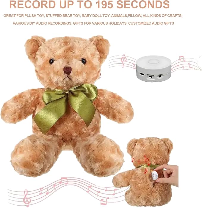 XLW 195 Seconds Voice Recorder,Message Voice Recording Button for Stuffed Animals,Stuffed Bear, Baby Doll Crafts for Xmas Halloween New Year Birthday Presents-6 Pack