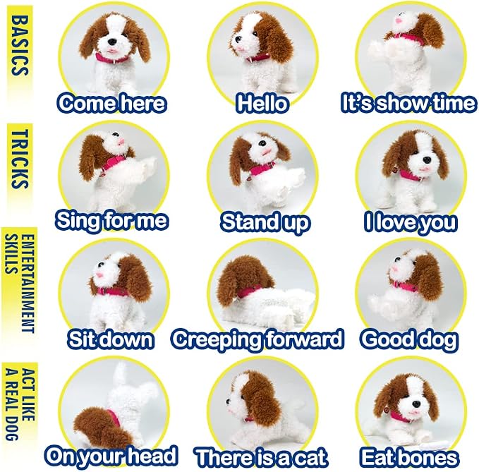 WEofferwhatYOUwant Interactive Voice Command Robot Dog – Plush Goldendoodle Teddy Toy – Responds to 12 Commands – Walks, Barks, Dances, Sings – Smart Talking Robotic Pet for Kids, Toddlers, Seniors