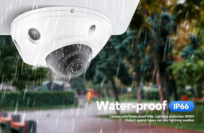 Marquis 4K 8MP PoE IP Vandal Dome PoE IP Camera Outdoor, 2.8mm Wide Angle 105° Fov, 98ft Night Vision, H.265, Compatible with NVR, Blue Iris Through ONVlF Protocol