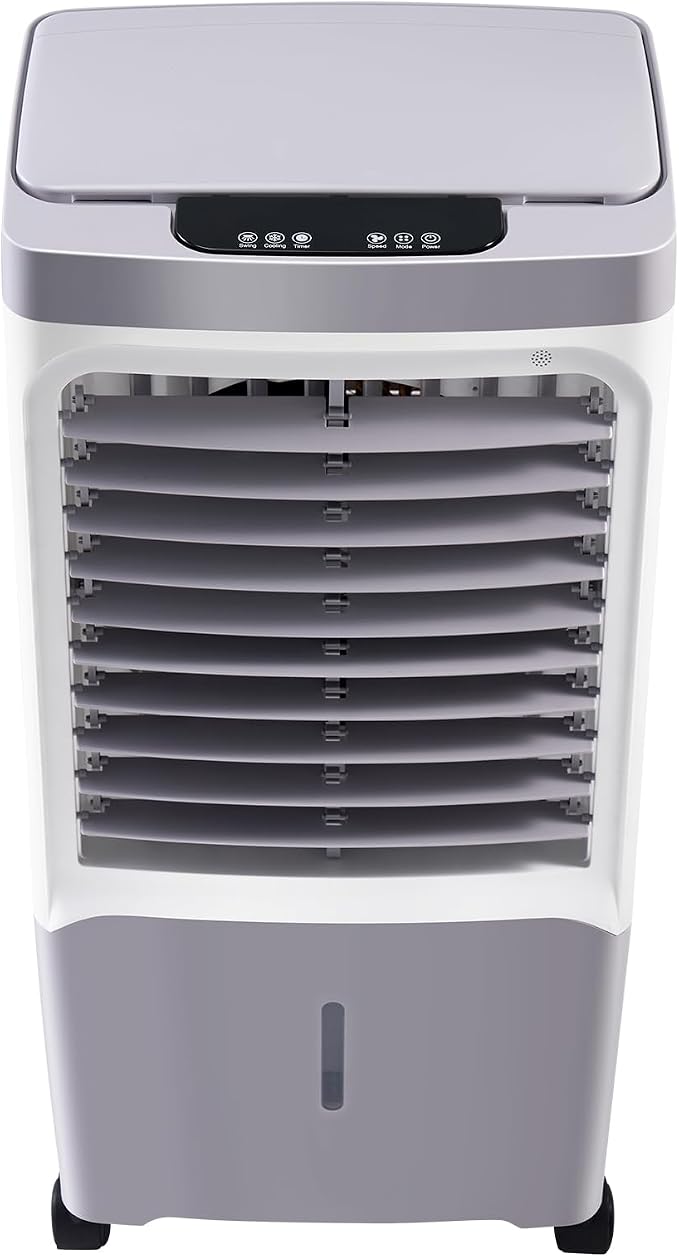 VEVOR Evaporative Air Cooler & Swamp Cooler, 1800 CFM Air Conditioner with 6.8 Gallon Water Reservoir, Remote Control, 12H Timer, 4 Ice Containers, 3 Fan Speeds, Air Humidifier, and Silent Operation