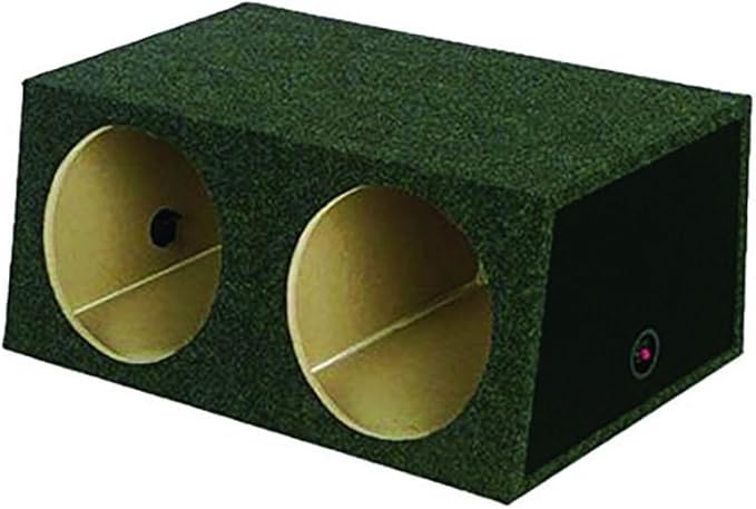Q Power Dual 12-Inch Sealed Angled Subwoofer Box, Offers 1.2 Cubic Feet of Airspace Per Chamber, Solid 5/8-Inch MDF Construction