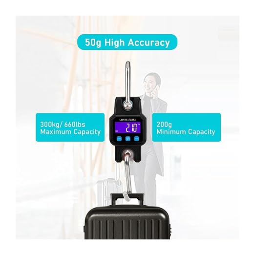 Hanging Scale, 300KG/ 600LB Heavy Duty Crane Scale Digital Electronic Hanging Weigher Rechargeable Industrial Hook Scales Unit Switch for Gym,Hunting,Travelling