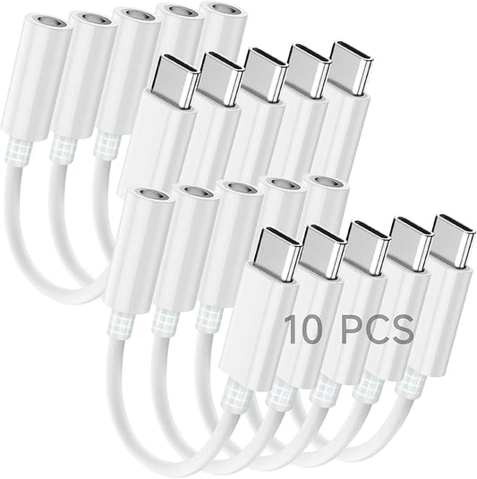 Seulliya USB C to 3.5mm Headphone Jack Adapter for iPhone 17/16/15 Pro/Max, Hi-Res Audio DAC Dongle, 3.5mm Aux Cord Converter for Samsung Galaxy, iPad, Car, USB-C Devices 10Pack