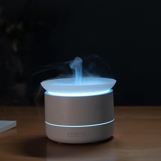 Essential Oil Diffuser for Home, 120ml Minimalist Aromatherapy Humidifier with 7-Color LED Night Light, One-Touch Control, Silent Mist Maker for Bedroom, Office, Desk (White)