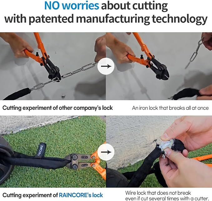 RAINCORE Keyed Bike Cable Lock – Lightweight Cut-Resistant Composite Fiber Security Cable – Anti-Theft Heavy Duty Bicycle Lock – 24inch (60cm), 0.31lb – Patented in Korea (24 inch)
