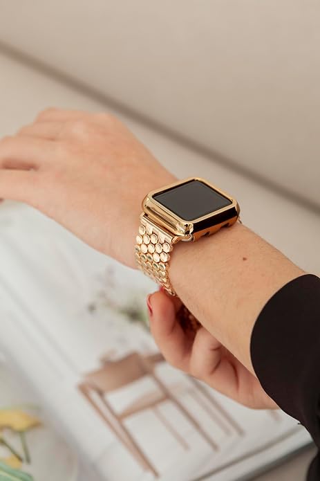 My Pretty Strap - Compatible Apple Watch Band Strap, Stainless Steel Fashion iWatch Replacement Strap- Easy Resizing, No Tool Needed, Fits Most Wrists- Series 1-11, SE and Ultra