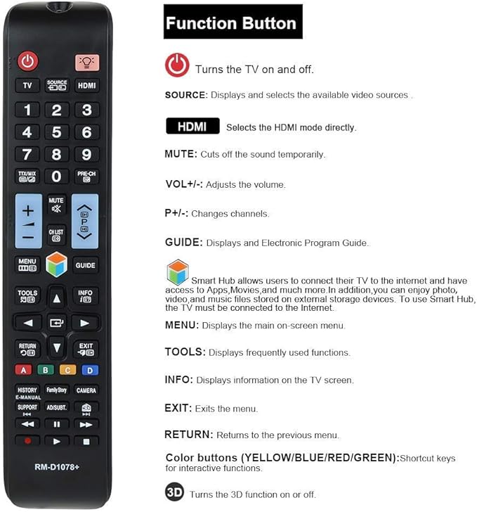 Universal Remote Control Compatible for Samsung LCD LED HDTV Smart TV