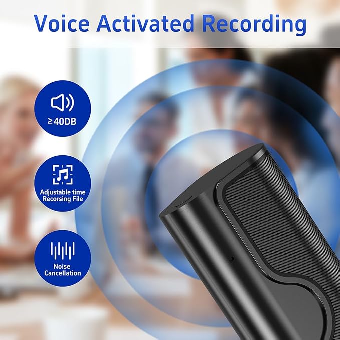 64GB Magnetic Voice Activated Recorder,5000mAh Long Lasting Battery for 35 Days Continuous Recording,360° Omni-Directional Mic,Discreet No-Light Digital Voice Recorder & Audio Recording Device