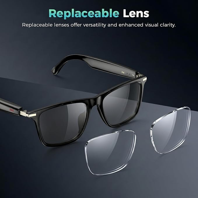 2026 AI Bluetooth Smart Glasses,AI Real-Time Translation Glasses,Music Playback & Hands-Free Calls,AI Smart Glasses with Blue Light Lenses+Sunglasses Lenses+Brown Lenses for Men & Women