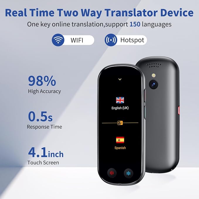 Language Translator Device No WiFi Needed, Upgraded ChatGPT Ai Translator, 150+ Languages Instant Two Way Translator Device, Offline/Recording/Photo/Voice Translation Real Time for Business Learning