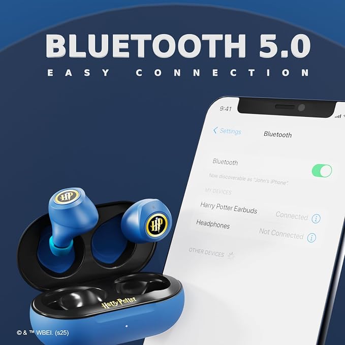 iJoy Harry Potter Ravenclaw Wireless Bluetooth Earbuds with Charging Case, Built-in Mic, 30 Hr Playtime, Officially Licensed | Harry Potter Gifts for Women, Men, Teens, Kids & All Fans of Ravenclaw