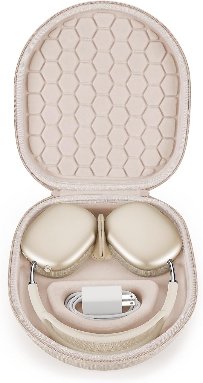 Smart Case for New Apple AirPods Max Supports Sleep Mode, Hard Organizer Portable Carry Travel Cover Storage Bag (Starlight)