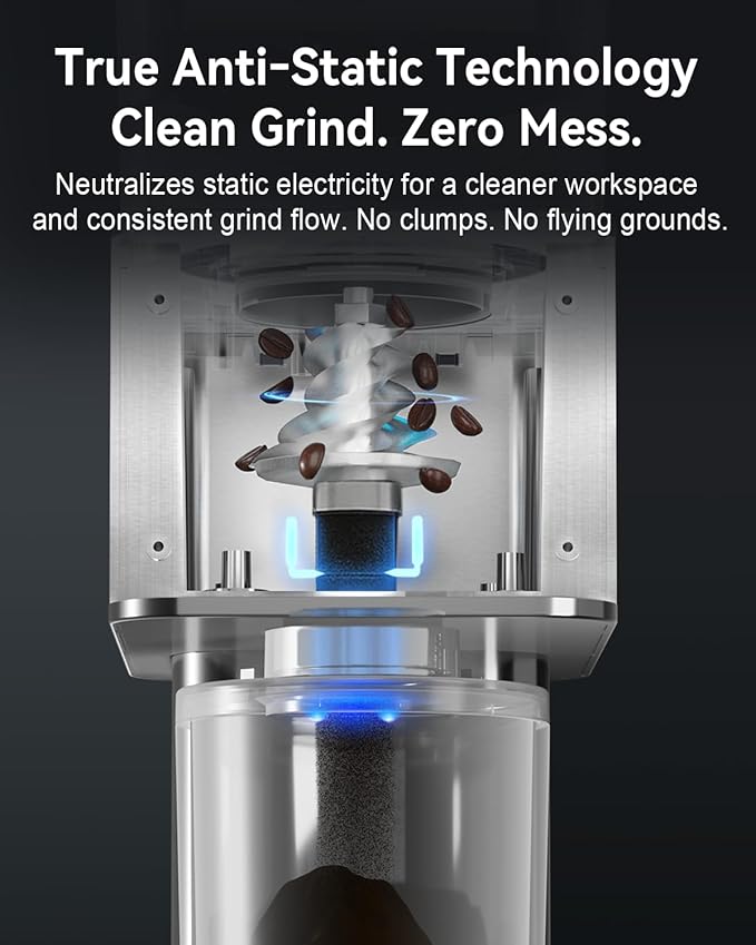 MOKKOM Electric Conical Burr Coffee Grinder with Removable Coffee Scale, Anti-static Coffee Bean Grinder, 31 Grind Settings and Precision Timer for Espresso Pour Over, French Press Stainless Steel