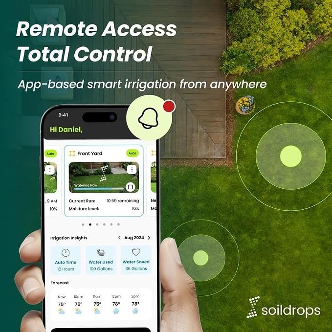 8-Zone WiFi Smart Sprinkler Controller, Indoor or Outdoor Install, IP54 Weather Resistant, App Based Irrigation Timer, Rain Aware Auto Skip, No Required Subscription, Sensor Ready