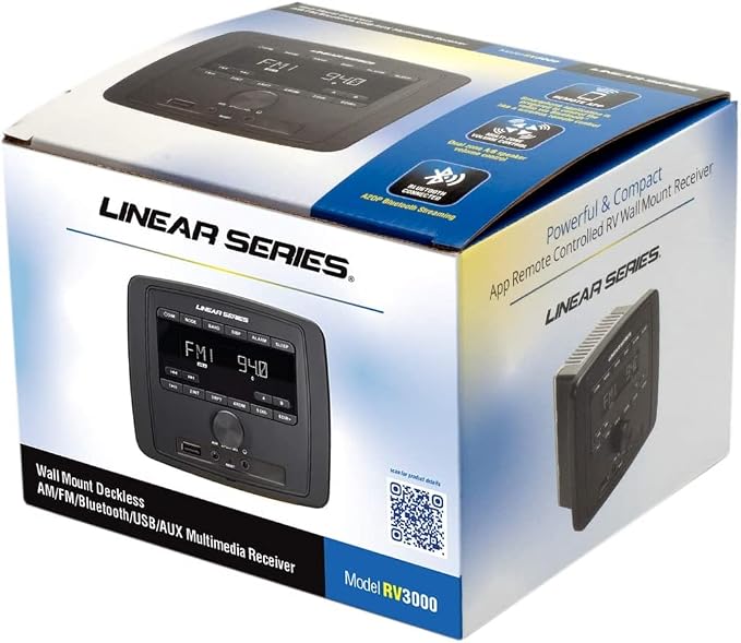 Dual-Zone Multimedia Stereo Receiver with Bluetooth/USB/AUX/AM/FM for RV, Motorcycle, Power Sports, Campers
