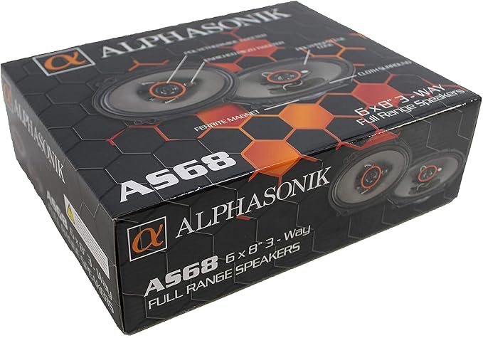 Alphasonik AS68 Loudspeakers 1 Pair of 6X8 350W Max 3-Way Speakers 4 Ohms Premium Quality Audio Door Speakers for Car or Truck Stereo Sound System