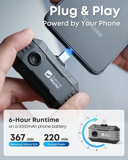Thermal Master Thermal Camera for USB-C iPhone and Android, P1 Thermal Imaging Camera with 320×240 X³ IR Resolution, -4℉ to 1112℉, 160×120 Infrared Camera (iOS and Android P1 Grey)