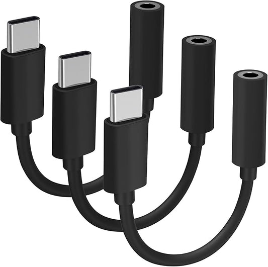 USB C to 3.5mm Headphone Jack Adapter for iPhone17/ iPhone 16/16 Pro/15/15 Pro/Pro Max/Plus, Type C Aux Audio Dongle Cable Cord Compatible with iPad, Samsung Galaxy S23/S23/S22/S21 Black（3 Pack）