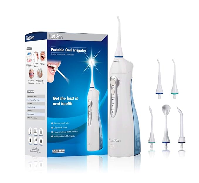 Cordless Water Flosser for Best Cleaning of Teeth Gums Professional Dental Oral Irrigator,Sonic Toothbrush, Electronic Toothbrush with 3 Brushing Modes and Built-in Timer, IPX7 Waterproof, White