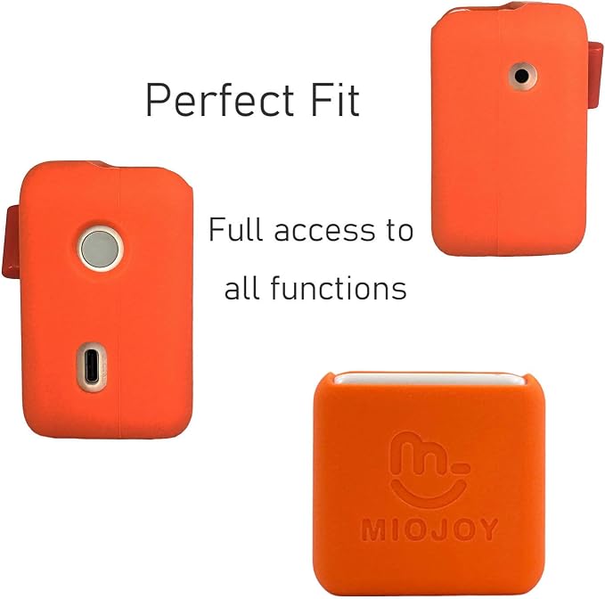 Silicone Cover and Travel Case Compatible with Yoto Mini with Headphones, Hard Carrying Case with Shoulder Strap and Adventure Jacket Accessories Set for Yoto Mini, Orange