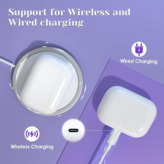 Compatible for AirPods Pro 1st 2nd Gen Wireless Charging Case, Type C Charging Port Charging Case for AirPod Pro 2 Charging Case with Bluetooth Pairing Sync Button