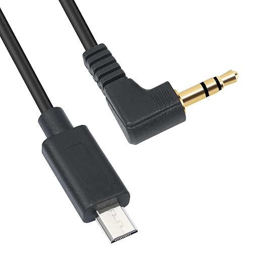 1FT Micro USB 15-Pin to 3.5mm Right Angle Timecode Cable - 90° Angled Camera timecode Cable for FX3 FX-30 A7M3 A7M4 A7S2 A7S3, 3.5mm Audio Timecode Sync, Gold-Plated Connectors