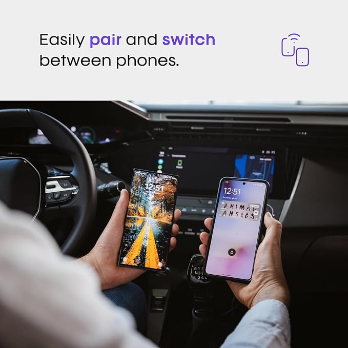 AAWireless Two – Wireless Android Auto Adapter – Convert Factory Wired Android Auto to Wireless – Bluetooth & Wi-Fi Auto Connect – Easy Plug & Play – Multifunction Button – Made in Europe