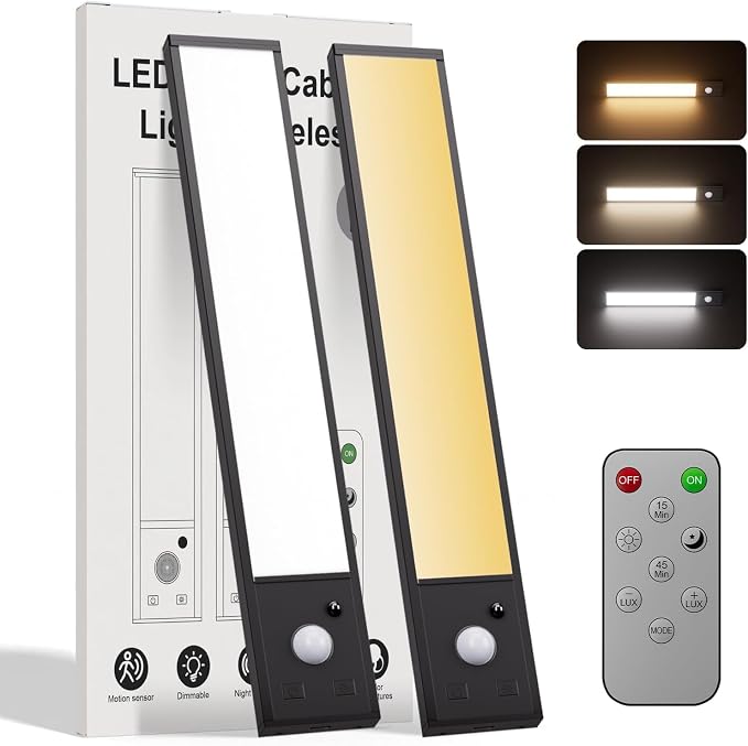 8inch Under Cabinet Lighting, 2 Pack Rechargeable Motion Sensor Light Indoor, 1200mah Under Cabinet Lighting,7 Levels Dimmable Magnetic Closet Lights, Under Counter Lights for Kitchen
