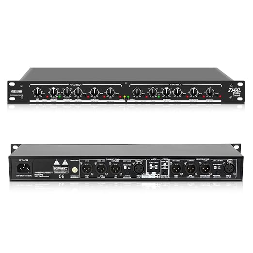 Professional 2/3 Way Stereo/4 Way Mono Crossover with XLR Input and Output, Stereo Audio Sound Processing for PA System with Subwoofer