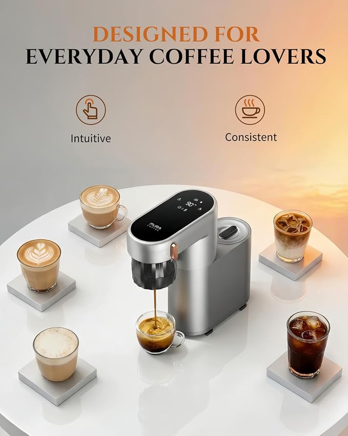 C1 Pro Compact Mini Espresso Machine with NS Capsule & Ground Coffee, Rechargeable Portable Espresso Maker, Electric Small Espresso Machine for Travel RV Car Camping Hiking Office Home with Rich Crema