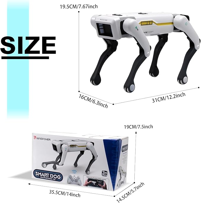 jaming Smart Robot Dog,2.4Ghz Remote Control Robot Dog Toy,AI Voice Control Connect to Cell Phone Bluetooth，APP Programming,Will Dance,Interactive,Ideas Gift