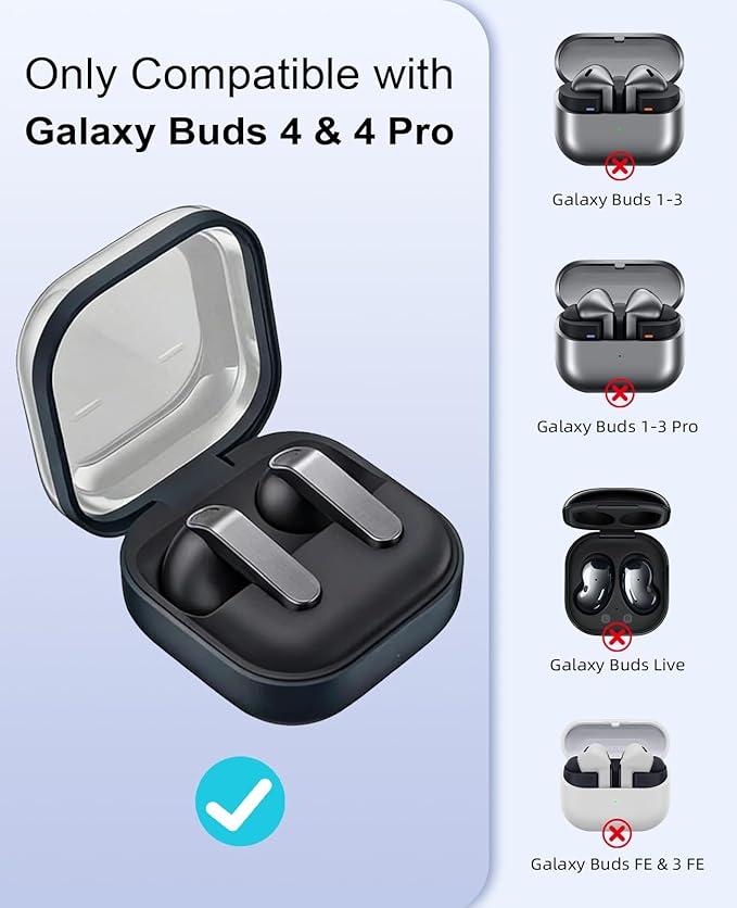 TiMOVO Case for Galaxy Buds 4 & Galaxy Buds 4 Pro (2026), Hard Shell Game Console Protective Cover for Samsung Buds 4 Pro with Secure Lock Clip, Cleaner Kit & Keychain, Black