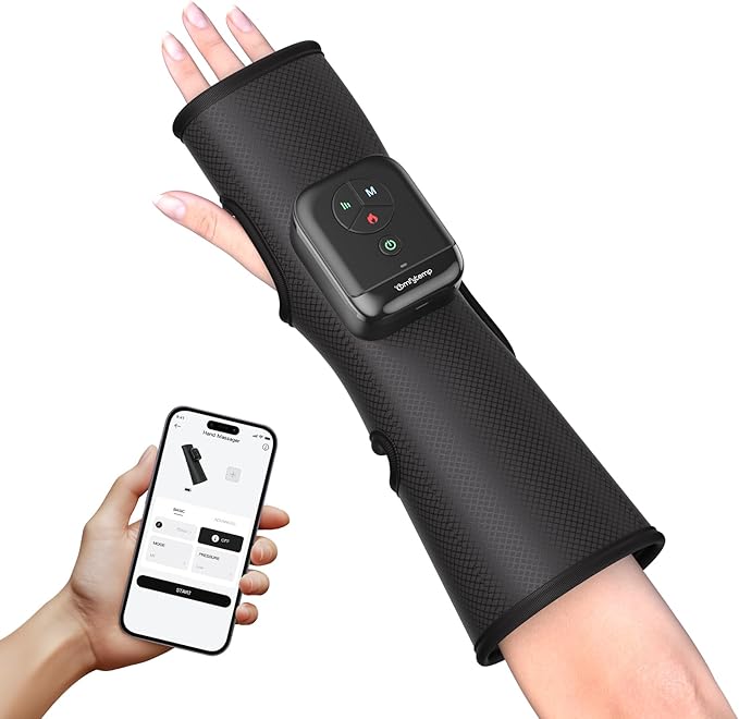Comfytemp Air Compression Hand and Wrist Massager with Heat, FSA Eligible HSA, Portable Forearm Massage Sleeve for Circulation and Pain Relief, Ideal for Mom Dad Seniors