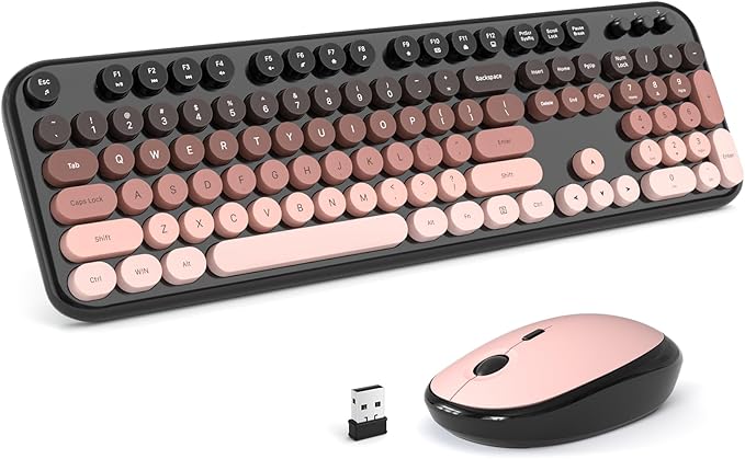 MOFII Wireless Keyboard and Mouse Combo - BlackBerry Gradient Full-Sized Plug and Play Colorful Computer Keyboards - 104 Keys Round Keycap USB 2.4G Cute Keyboard for Windows/Laptop/Mac/Desktop/PC