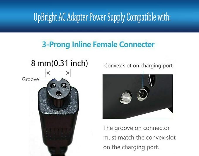 UpBright 42V AC/DC Adapter Compatible with X Hover-1 Drive H1-DRIVE Maverick H1-MVRK Liberty HY-LBTY Helix H1-HELX 36V Lithium-ion Battery Hover board FY0184200400 42VDC 0.4A Power Supply Cord Charger