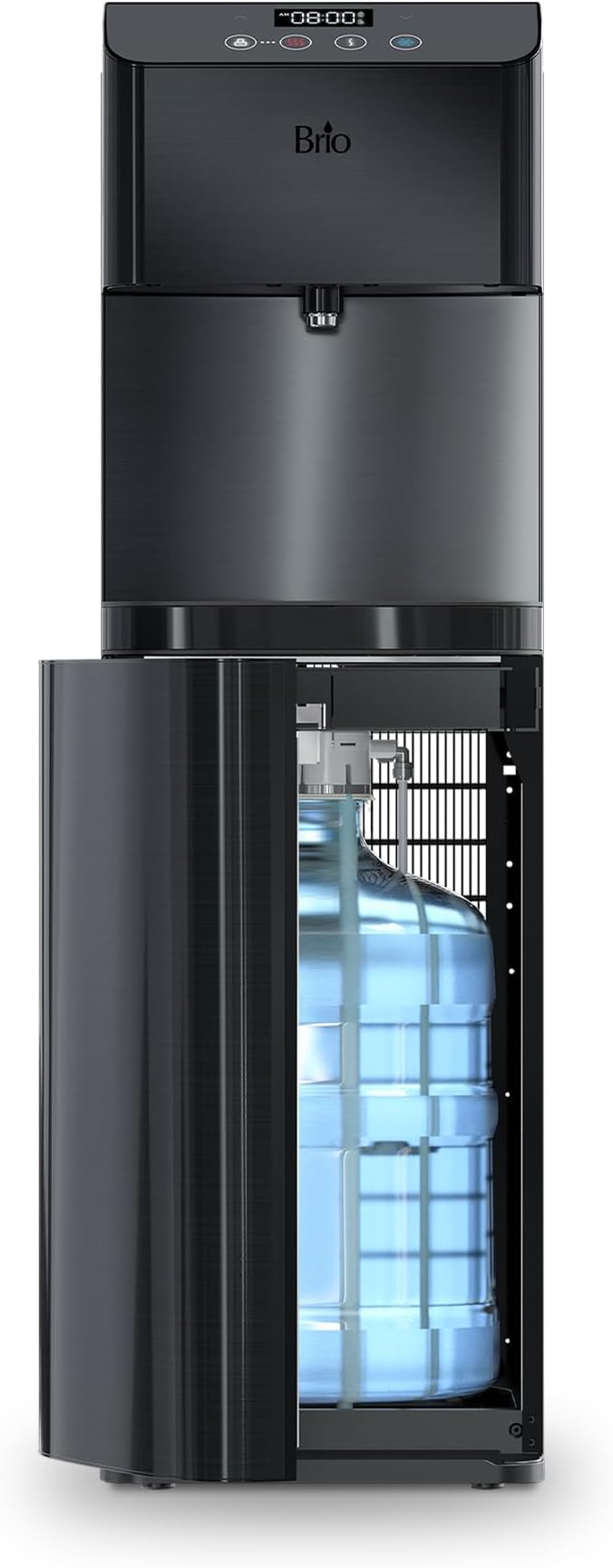 Brio Moderna Bottom Load Water Cooler Dispenser - Tri-Temp, Adjustable Temperature, Self-Cleaning, Touch Dispense, Child Safety Lock, Holds 3 or 5 Gallon Bottles, Digital Display and LED Light